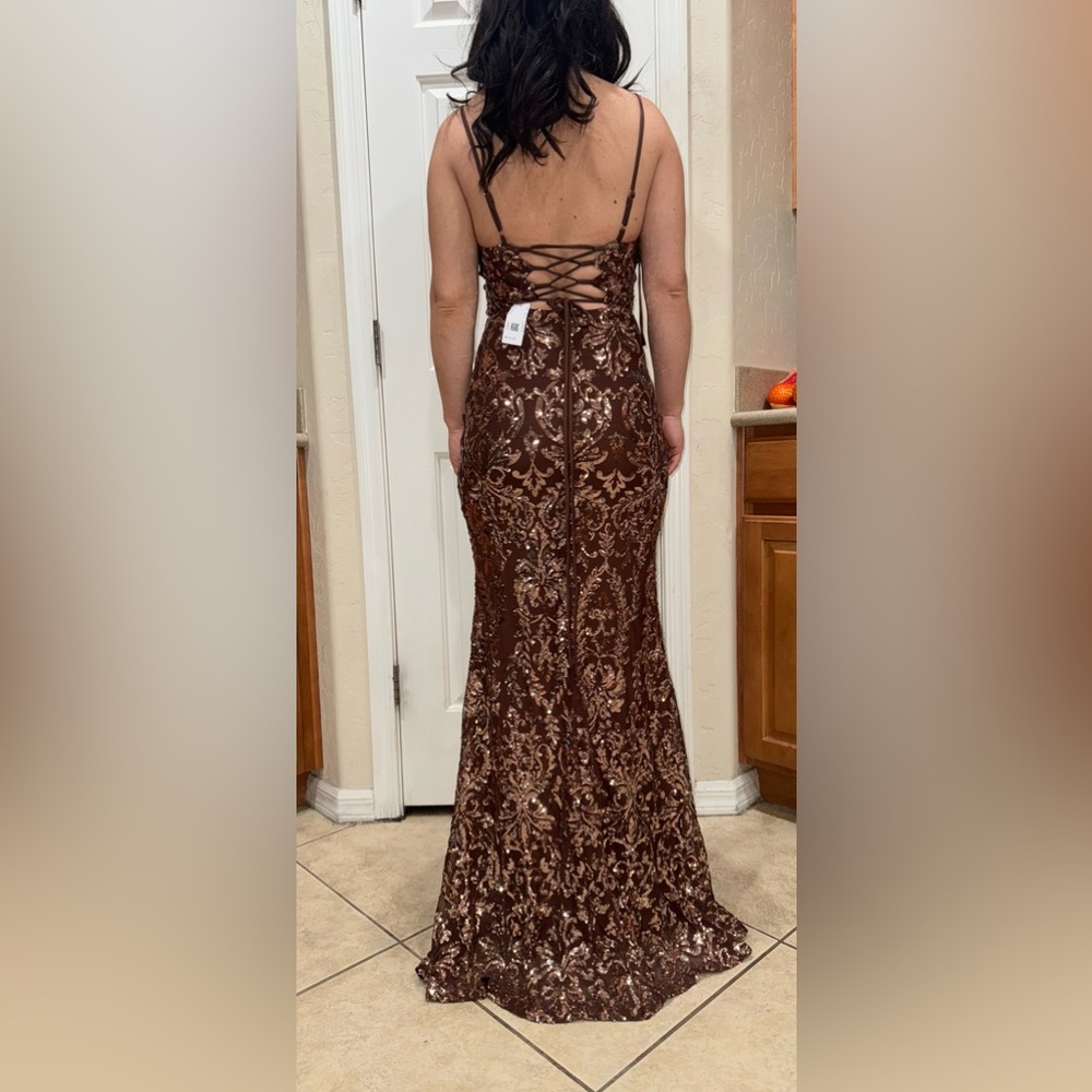 Prom dress. Size Small. Brown. Sparkly. Maxi. Gown. Brand- Steps New York. New.